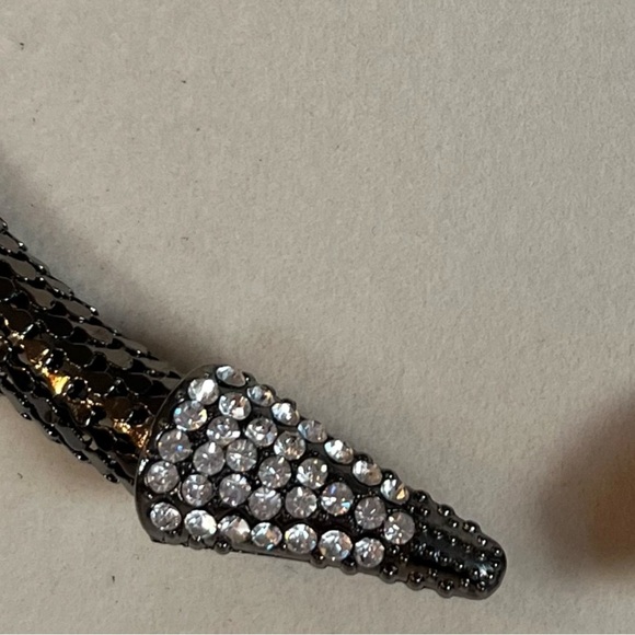 Black Snake Choker Necklace with Rhinestones - Picture 4 of 7